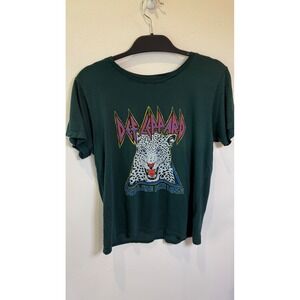 Daydreamer Def Leppard Too Late For Love Graphic Tee Green Small Cotton Modal